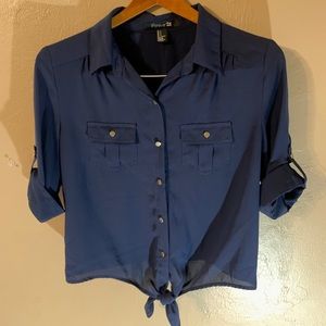 Navy Blue Button-up Blouse